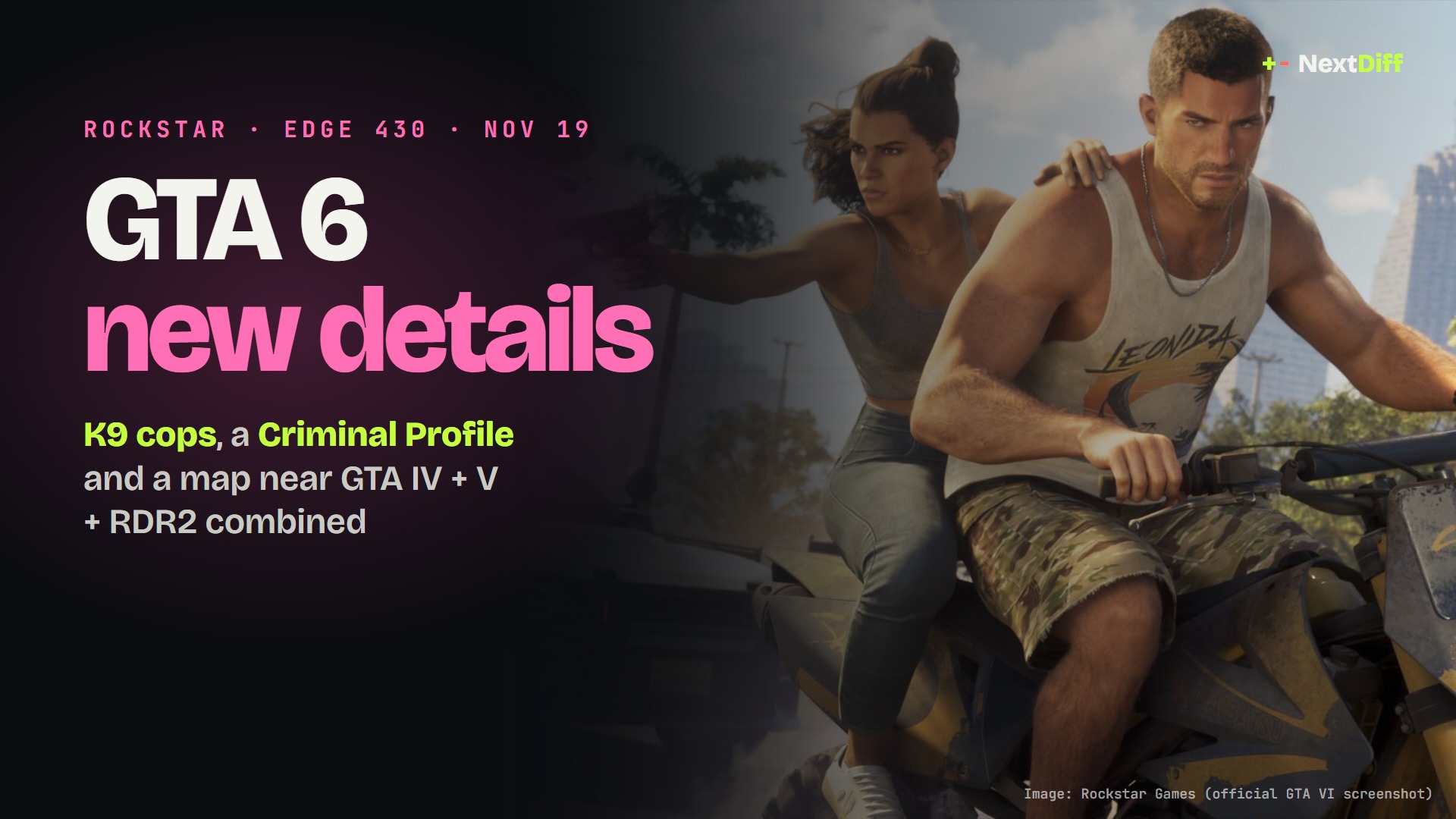 GTA 6 screenshots and new details: K9 cops, a Criminal Profile and a map nearly 3 games big
