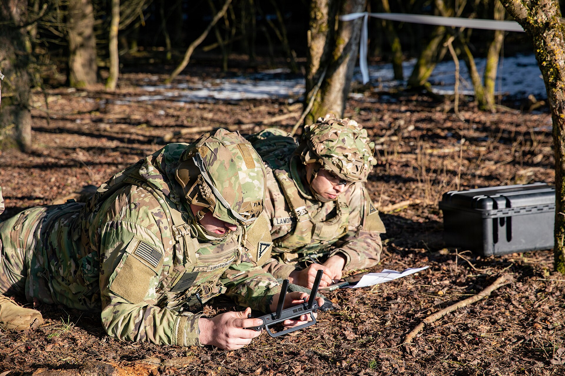 U.S. Army soldiers in Germany train with a first-person-view drone