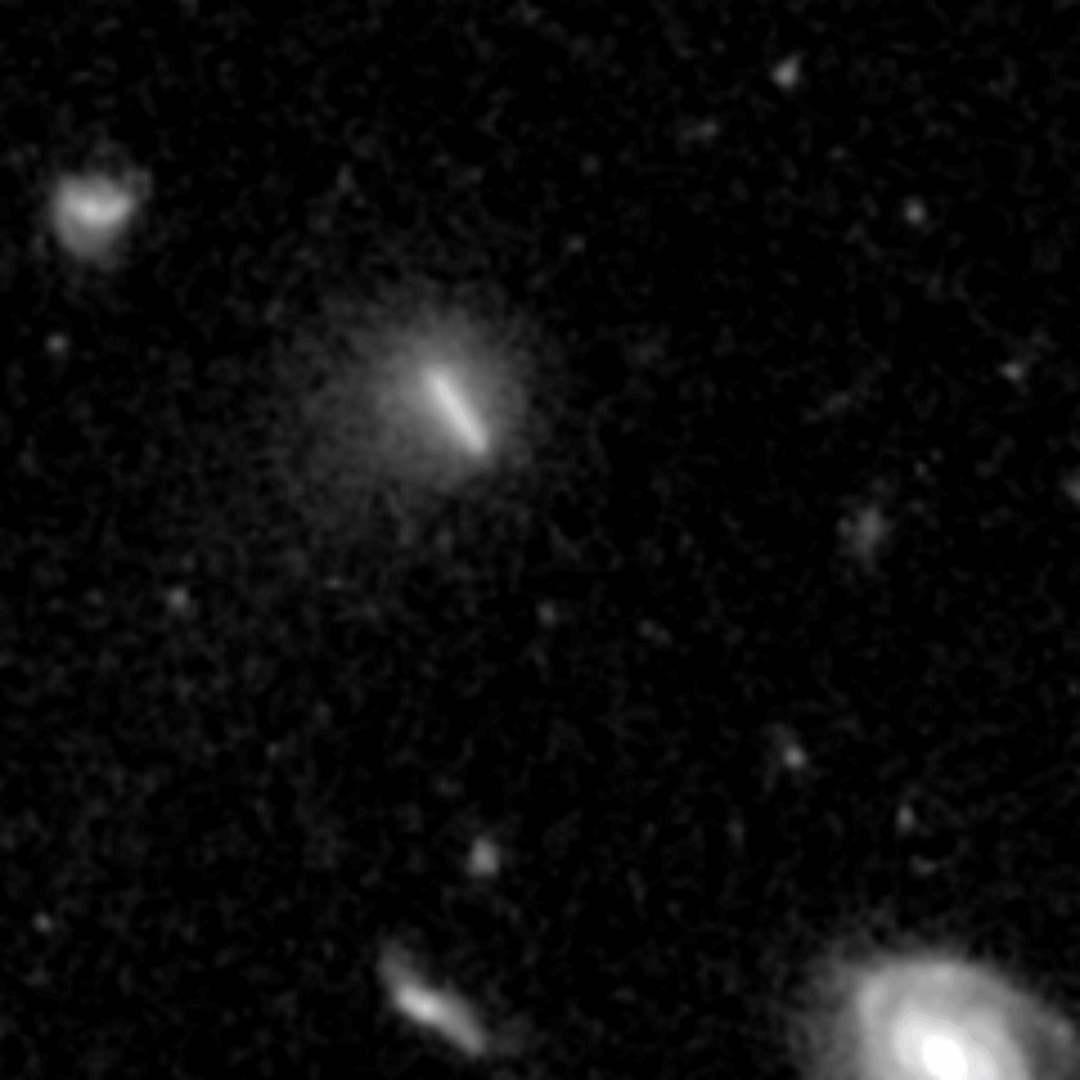 Animation of comet C/2026 S1 (Euclid) moving against background stars and galaxies in three Euclid VIS exposures