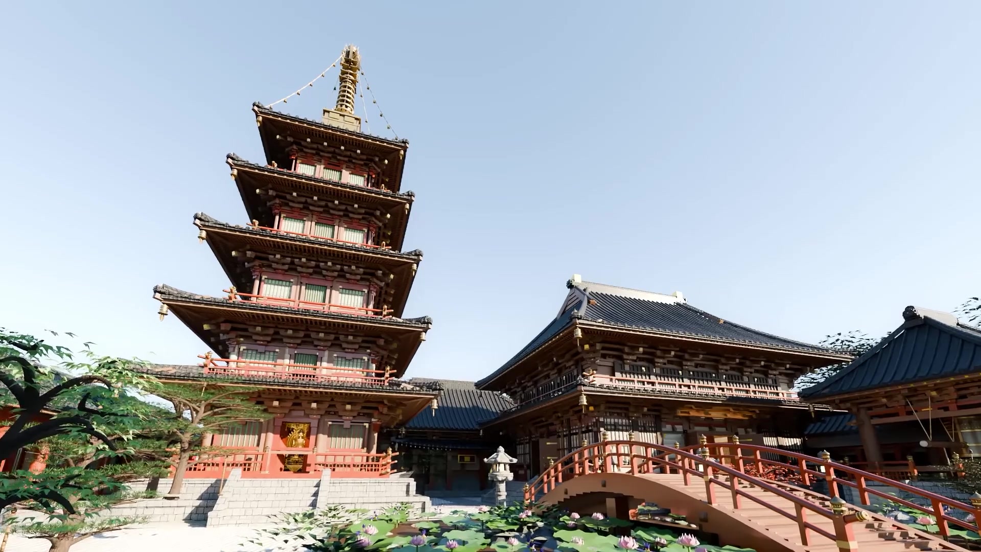 A 3D Japanese temple world built with Gemini 4 Argon, from Google's AI Studio guide