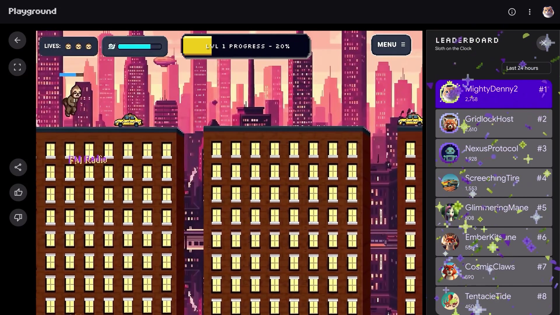 A Playground game with a live leaderboard