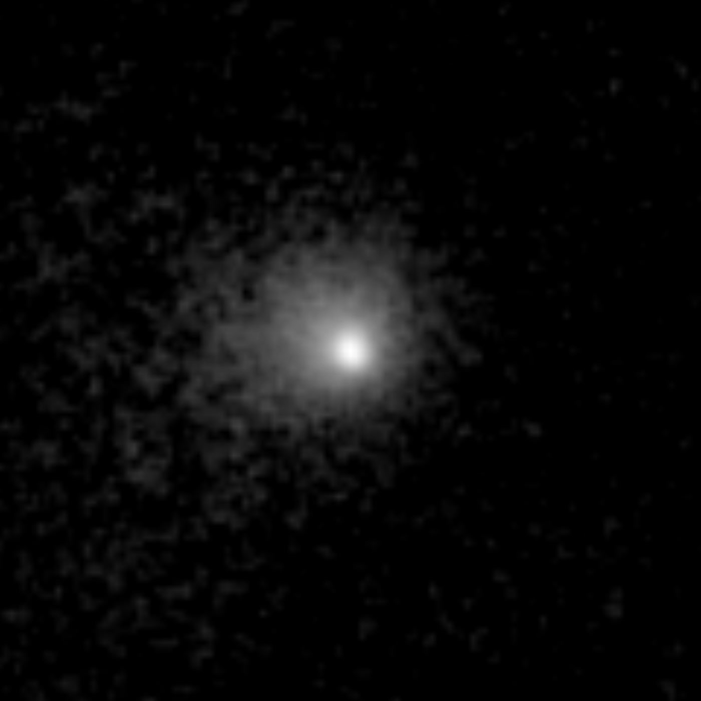 Comet C/2026 S1 (Euclid) with its fuzzy coma, from eight stacked Euclid VIS exposures with background objects removed