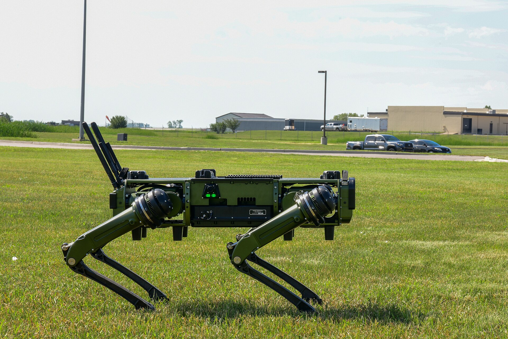 A Vision 60 quadruped robot at Minot Air Force Base