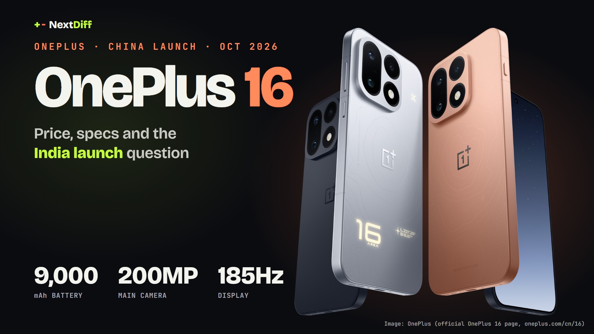 OnePlus 16: price, specs and India launch date for the 9,000mAh, 200MP flagship