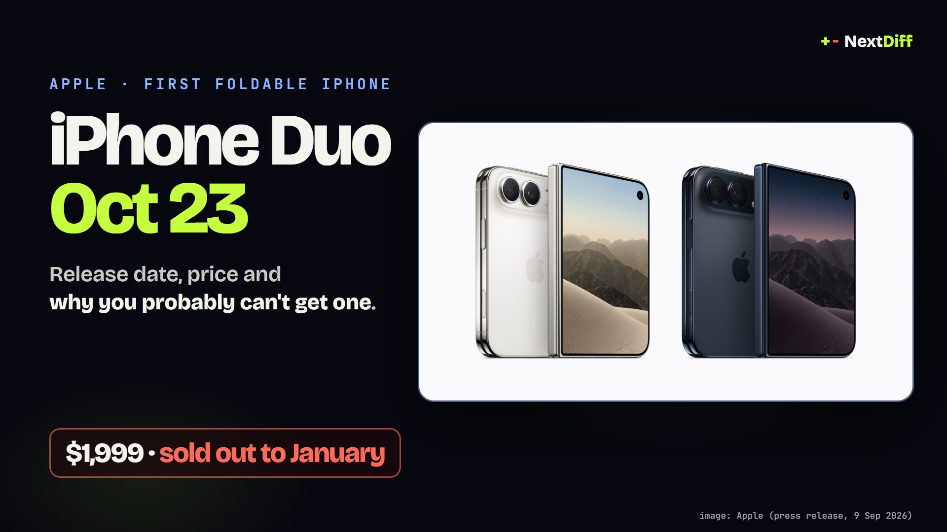 iPhone Duo release date: Apple's $1,999 foldable goes on sale 23 October, sold out to January